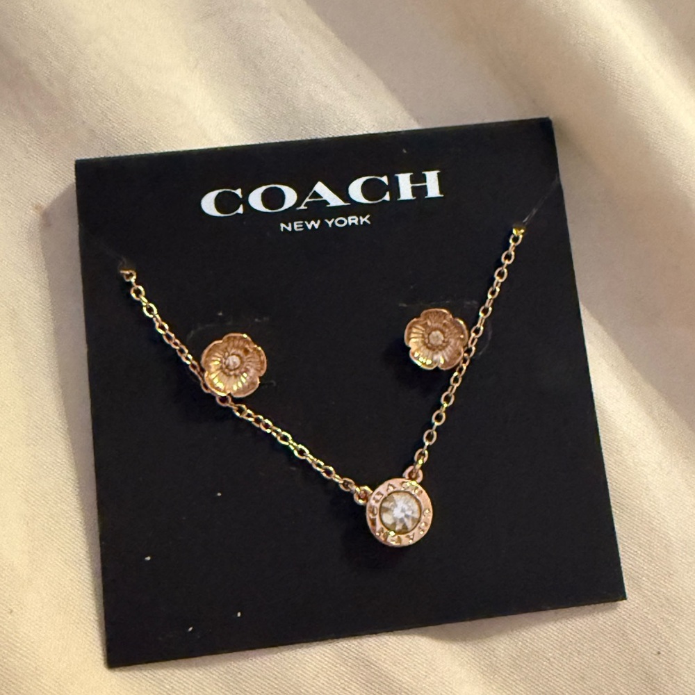 Coach Gold Flower Earrings and Necklace Set *finalsale* ($ from sale - homeless)